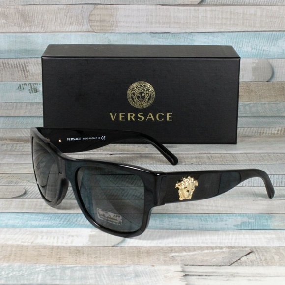 VERSACE GOLD EMBLEM MEN'S 58MM SUNGLASSES - Picture 1 of 3
